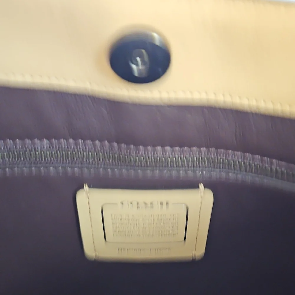 Coach Smooth Pebble Leather Shoulder Bag in Beige